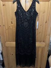 BNWT Roman Black Sequin Fringe