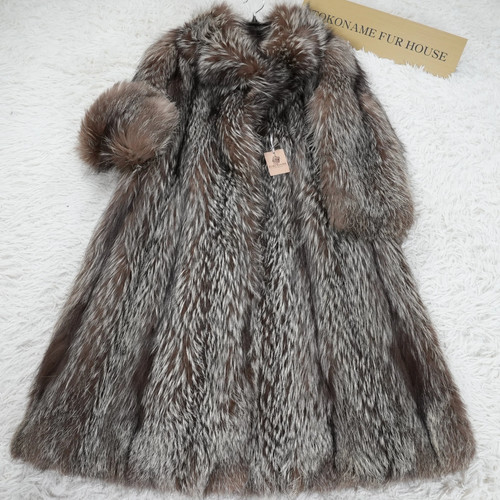 Silver fox long coat genuine - long,