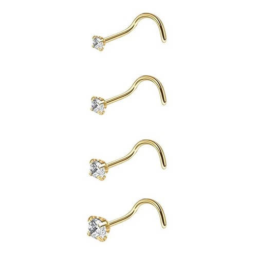 4pcs cubic zirconia nose stud - 4pcs,