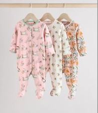 * Pack Of 3 Floral Sleepsuits