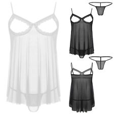 UK Men Mesh Sheer Lingerie Set