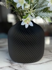 Modern ribbed black - ribbed, vase