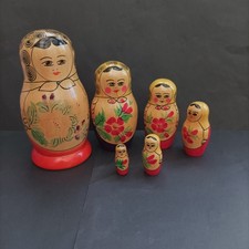 Russian Dolls set of 6 Vintage Stacking USSR Matryoshka Hand Painted Traditional