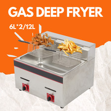 Commercial Gas Fryer LPG Double Tank Deep Fryers Catering Fryer Tool 12L UK
