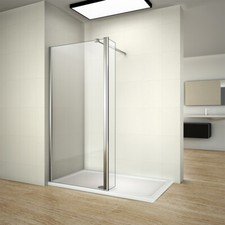 Wet Room Walk In Shower Screen Enclosure Stone Tray Flipper Glass Panel Cubicle