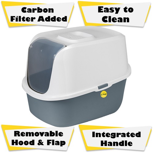 Hooded cat litter tray deep - cat,