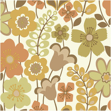 Retro floral wallpaper brown - floral,