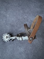 Vintage Silver Inlay Leather Western Spur 