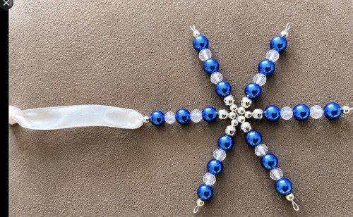 Handmade blue beaded - handmade, snowflake