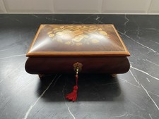 Vintage Wooden Jewellery Box Musical Inlaid Italian Sorrento Lock Key Für Elise