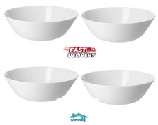 4x White Serving Salad Bowl Dinnerware Food Desert Pasta Deep Bowl Durable 23cm