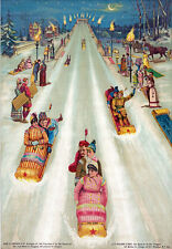 Vintage 1887 Star Toboggan Christmas Sledge Snow Advertisement Poster AD11 A4
