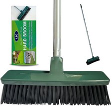 Garden Yard Broom 12" Heavy Duty Brush Hard Bristle Outdoor 120cm Steel Handle
