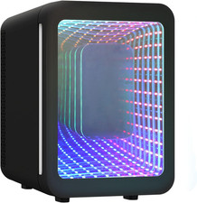 Mini Fridge for Bedrooms, 4L Car Skincare Fridge with LED Mirror, Gaming Fridges