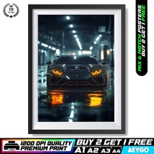LAMBORGHINI HURACAN Wall Art Print Poster Super Sport Car Large Size A4 A3 A2 A1