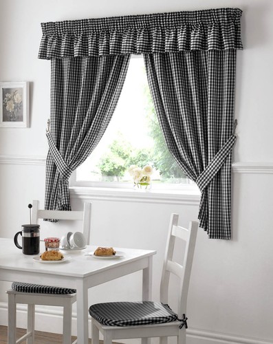 Gingham check curtains - check,