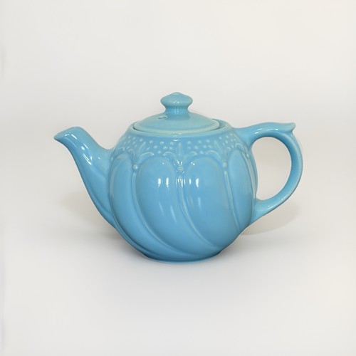 Vintage blue ceramic teapot - vintage,