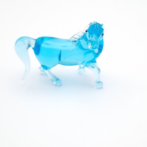 Vintage blue glass horse - glass,