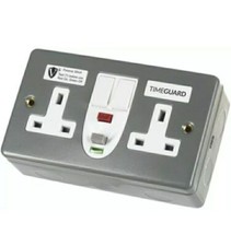 Valiance+ RCD08MPVN RCD Protected Double Gang Metal Switched Socket – Passive