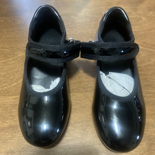 Girls black patent leather - black,