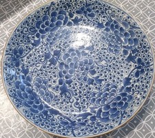 17th/18thc Kangxi Qing Dynasty Antique Blue & White Peony Charger Plate