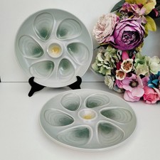 2 x Oyster Plates Green Salins