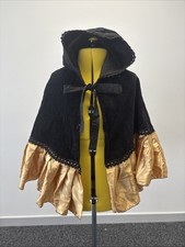 Ladies Black And Gold Shoulder Cape One Size. Period Fancy Dress Costume