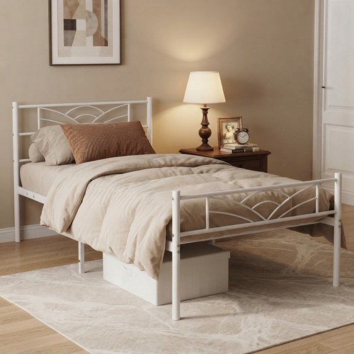 Elegant 3ft white metal bed - metal,