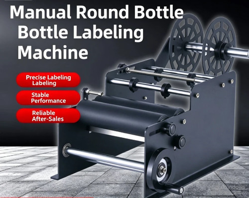 Manual round bottle labeling - manual,