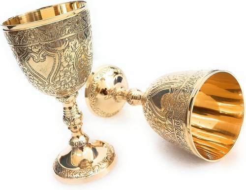 Solid brass wine goblet glass - solid,