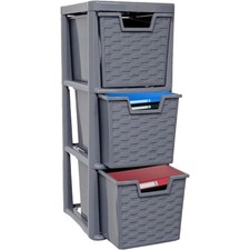 3 Tier Drawer Rattan Effect