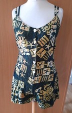 Green Tiki Style Vintage Look Playsuit Romper Sz 10 Beach Rockabilly Pool Party