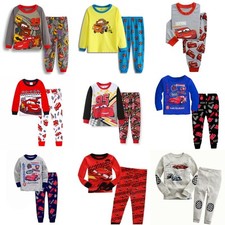 2Pcs Kids Baby Boys Cars Lightning McQueen Pajamas Nightwear Sleepwear Outfits