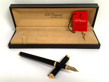 ST Dupont 18K Gold Nib Black Chinese Lacquer Fountain Pen Boxed - Needs Service