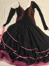 Ballroom Dress Size 10-12 UK Pink & Black Embellished (Handmade) [Used]