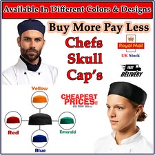 CHEFS SKULL CAP CHEF HAT PROFESSIONAL CATERING CHEF KITCHEN COOKS CAPS IN PACKS 