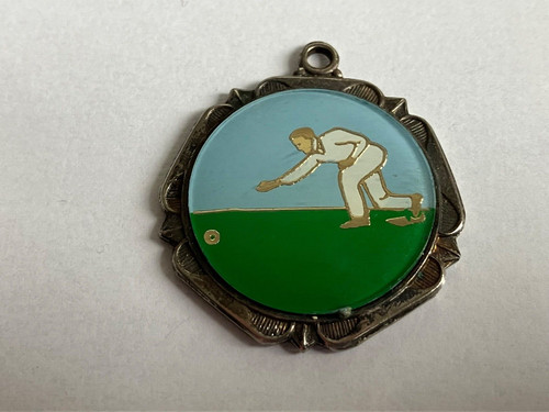 Vintage bowls enamel medal - bowls,