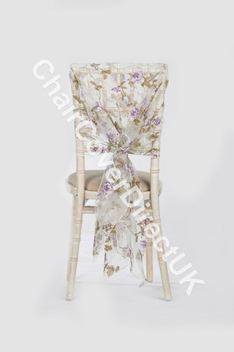 Purple floral organza hoods - purple,
