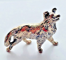 VINTAGE SILVER PLATE METAL BORDER COLLIE FARM SHEEP DOG ORNAMENT 5.5CM NOT SCRAP