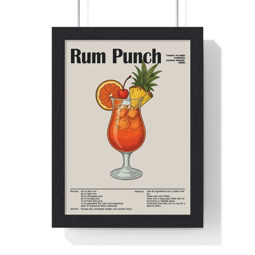 Rum punch cocktail poster - rum,