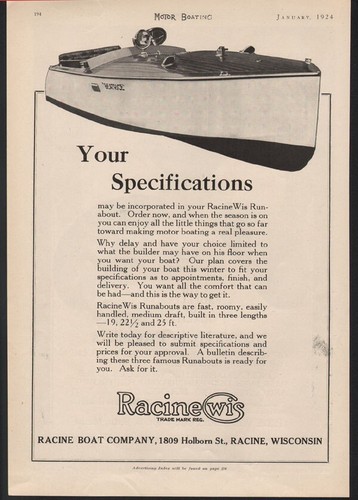 1924 racine motor boat - racine,