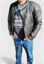 Bikers Paradise Motorcycle Leather Jacket Black Cowhide Mens UK 42” Chest  VGC