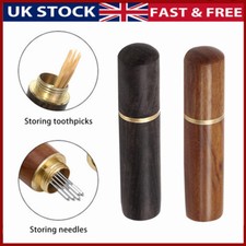 Portable Wooden Toothpick Holder Pocket Tooth Pick Dispenser Bucket Needle Case