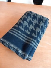 Huge ZARA Checked Soft Winter Scarf Black Khaki Shawl Wrap 130x140cm Frayed