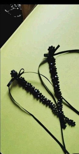 Women long black crystal - women's,
