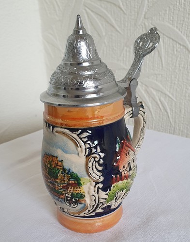 Beer stein pewter lid west - pewter,