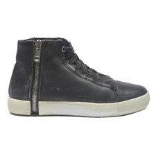 DIESEL Mens Lace-Up Black Leather Trainers UK 6 Zip Detail Casual Footwear