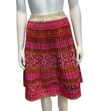 Gypsy Style Pleated Hand Embroidered midi skirt Size S small
