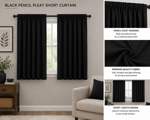 Short black pencil pleat - short,