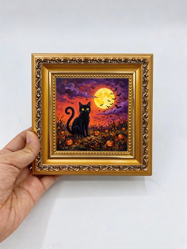 Halloween black cat pumpkin - black,